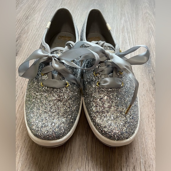 NWT Keds for Kate Spade Silver Glitter Sneaker - Picture 1 of 6